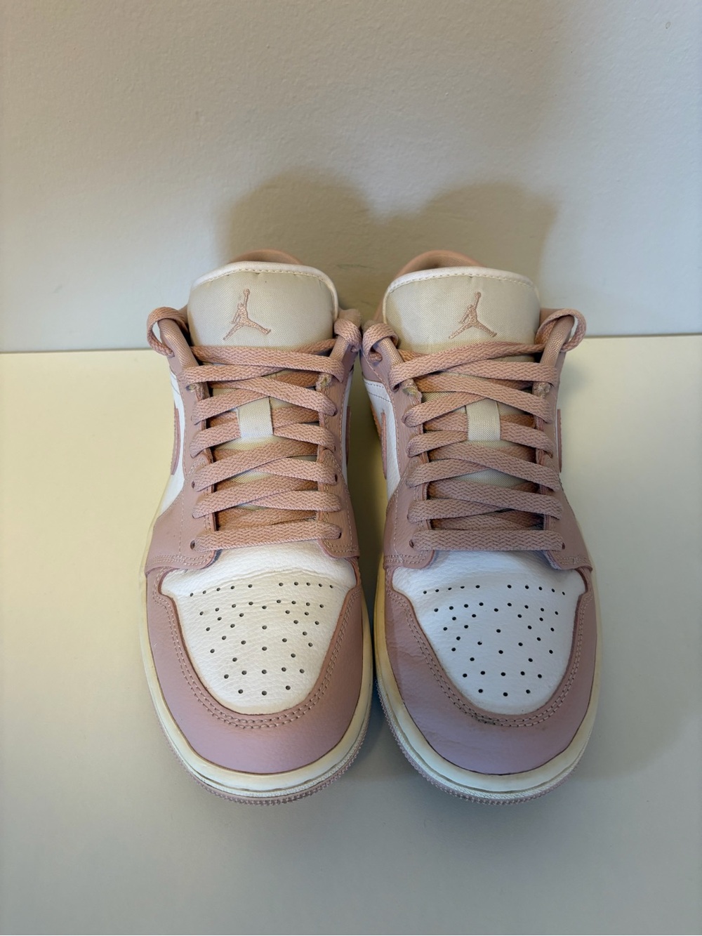 Jordan 1 Low Sneakers in Blush Pink & White